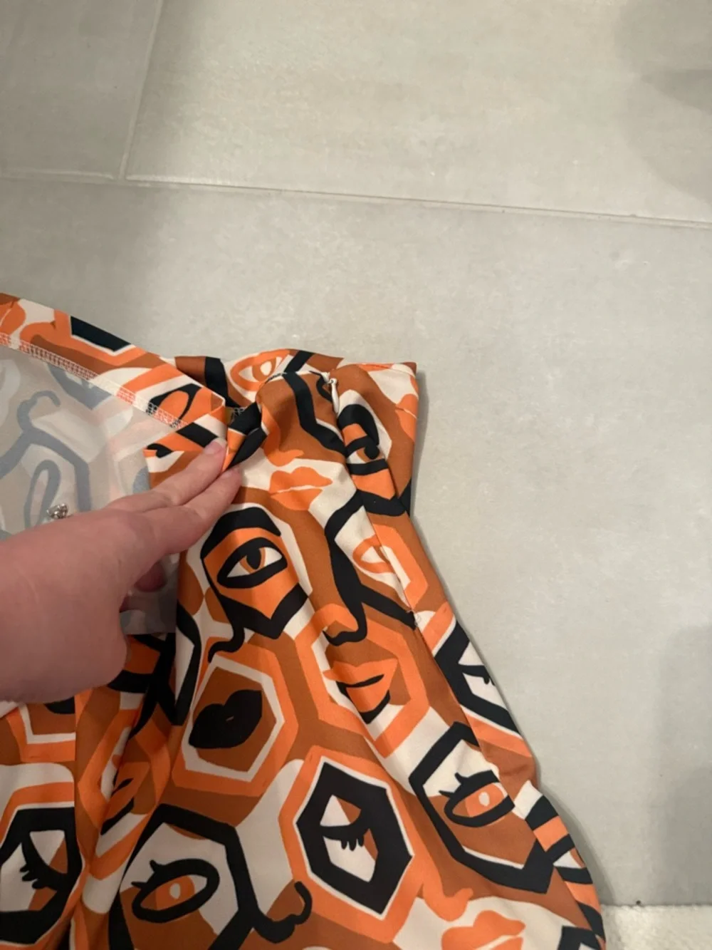 Dazey LA Orange, Black & White Geometric Face Print Skort - Picture 4 of 5